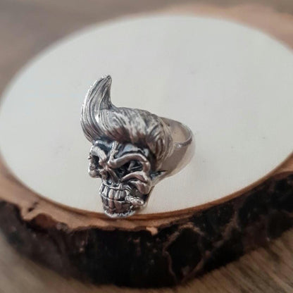 Ace Ventura Inspired Skull Ring with Black Diamond Zircon Eye - Handcrafted Sterling Silver