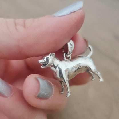 Silver American Staffordshire Terrier Dog figurine Pendant with Unique Design-solid & sturdy S