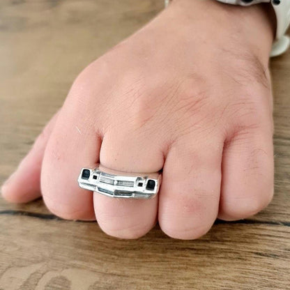 Handmade Silver 1979 Classic Car Ring: Bold Automotive Jewelry