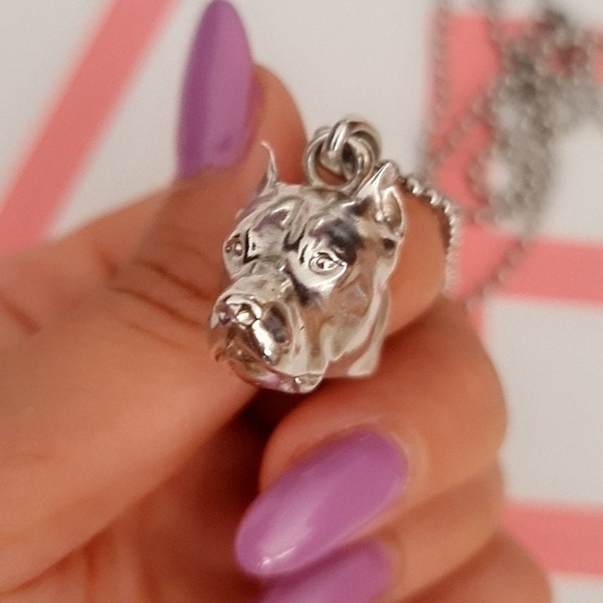 Handmade Sterling Silver Pitbull Pendant: Bold Dog Lover Gift
