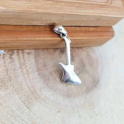 Handmade Sterling Silver Electric Guitar Pendant: Rockstar Jewelry