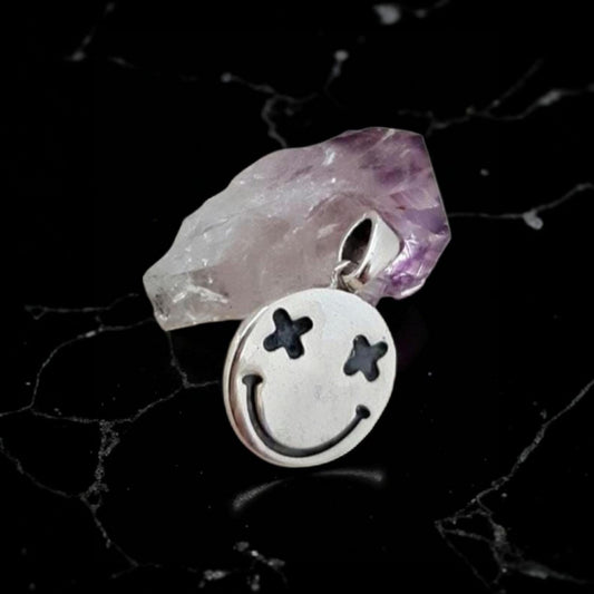 Handmade Sterling Silver Smiley Face Charm Pendant - Minimalist Jewelry