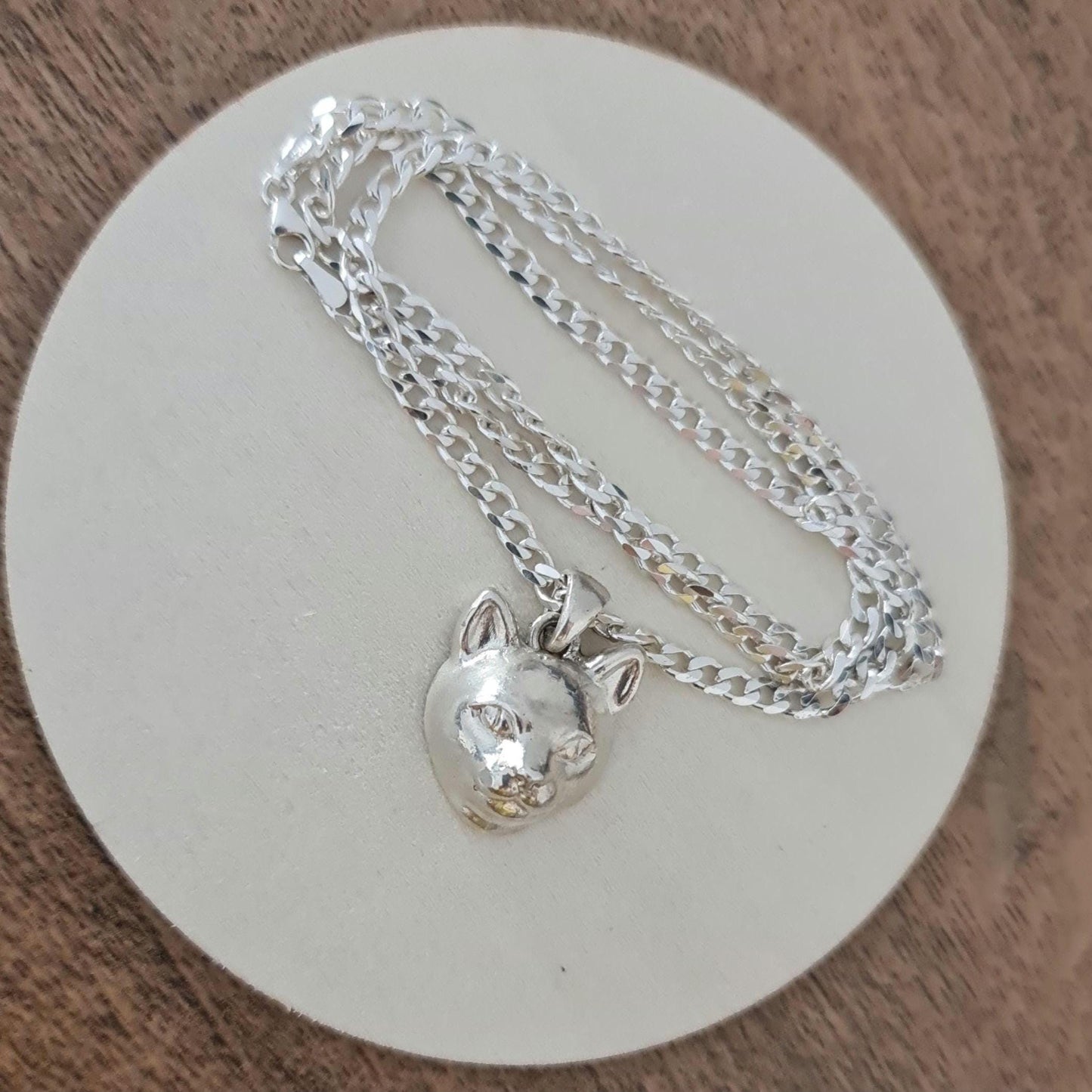 Handmade Sterling Silver Cat Pendant: Minimalist Feline Jewelry