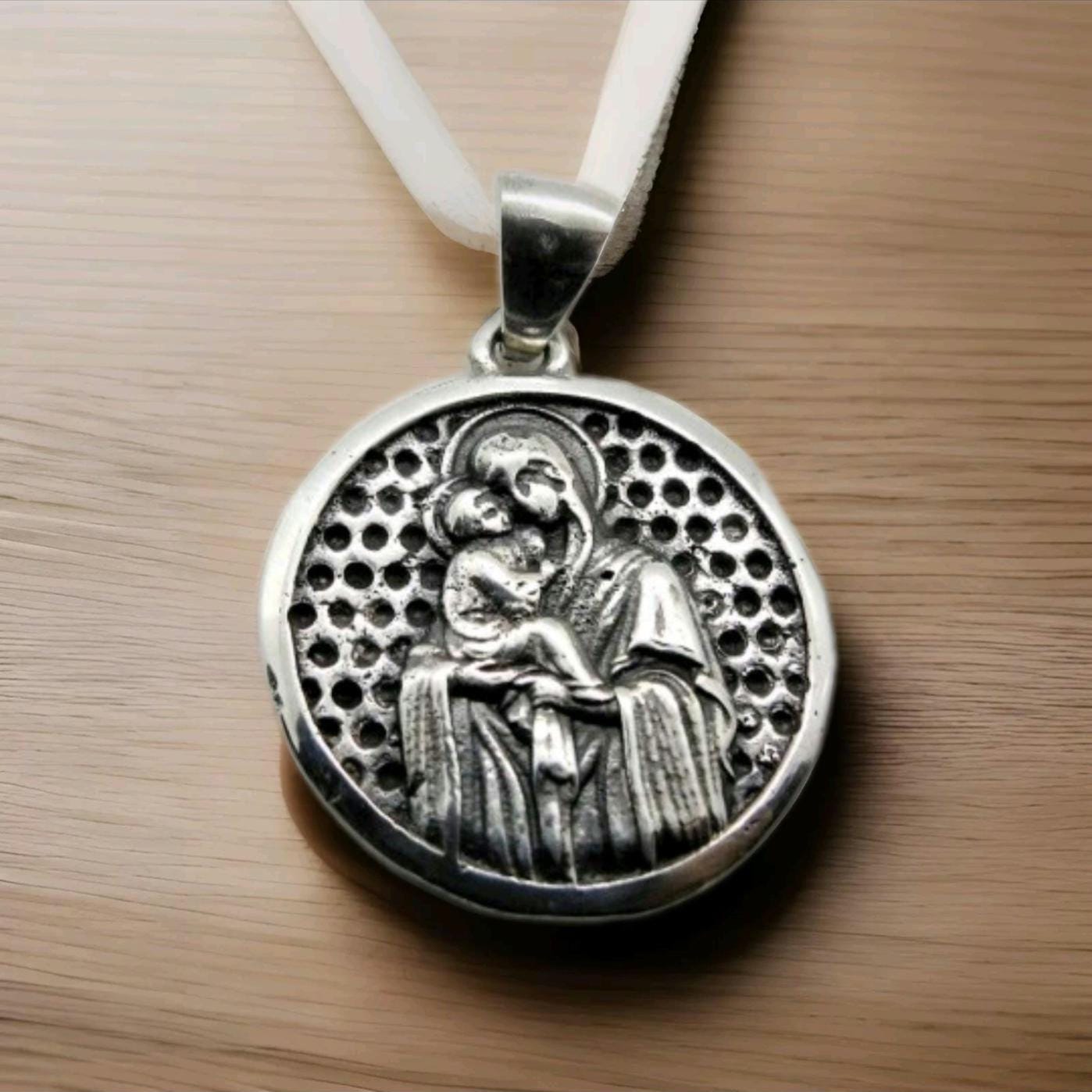 Handmade Sterling Silver Virgin Mary Pendant: Religious Icon