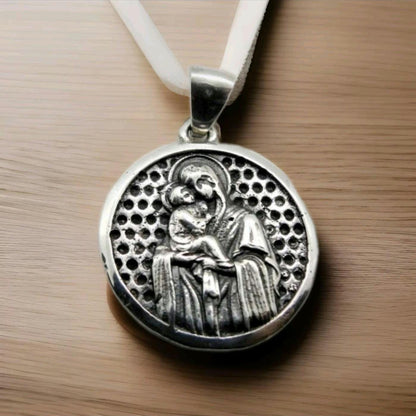Handmade Sterling Silver Virgin Mary Pendant: Religious Icon