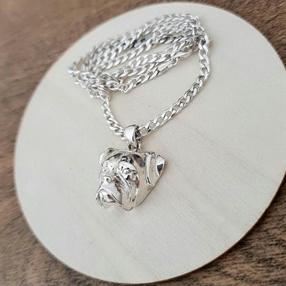 Handmade Sterling Silver Boxer Dog Pendant: Minimalist Pet Jewelry