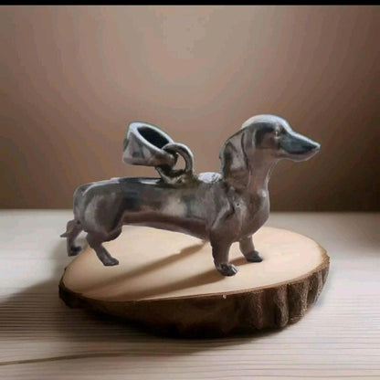 Handmade Silver Dachshund Pendant: Minimalist Dog Necklace