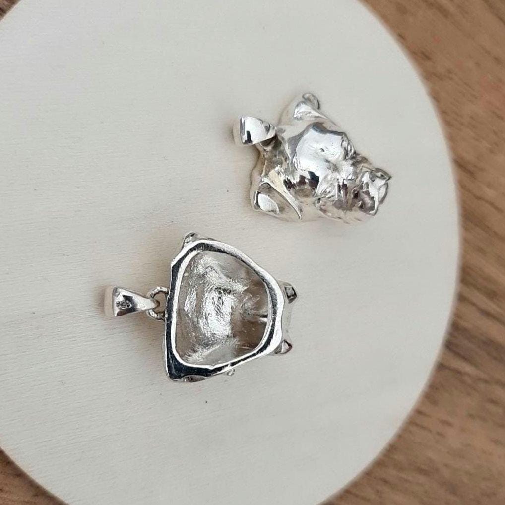Handmade Sterling Silver Boxer Dog Pendant: Minimalist Pet Jewelry