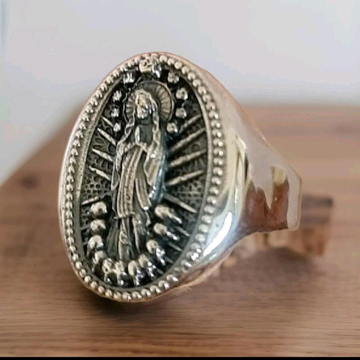 Handmade Sterling Silver Santa Muerte Ring: Gothic Mexican Jewelry