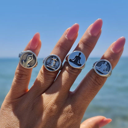 Handmade 925 Silver Yoga Ring: Meditation Pose Design