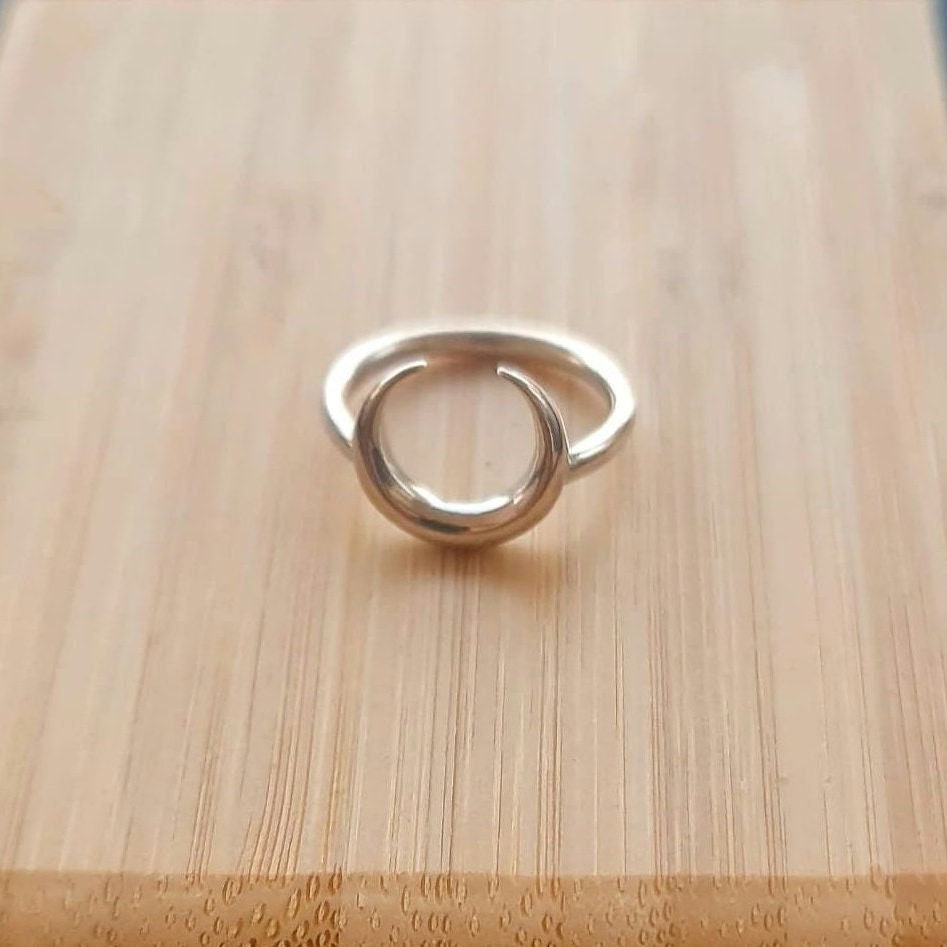 Half Moon Ring , Double Horn , Crescent moon    minimalist design Handmade 925 Sterling Silver