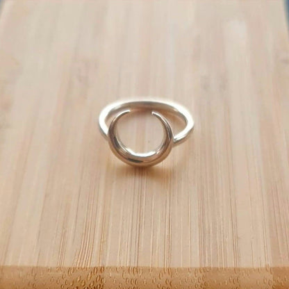 Half Moon Ring , Double Horn , Crescent moon    minimalist design Handmade 925 Sterling Silver