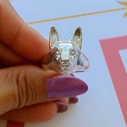 Handmade Sterling Silver German Shepherd Ring: Animal Jewelry