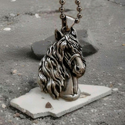 Handmade Gothic Sterling Silver Horse Pendant: Animal Lover Gift