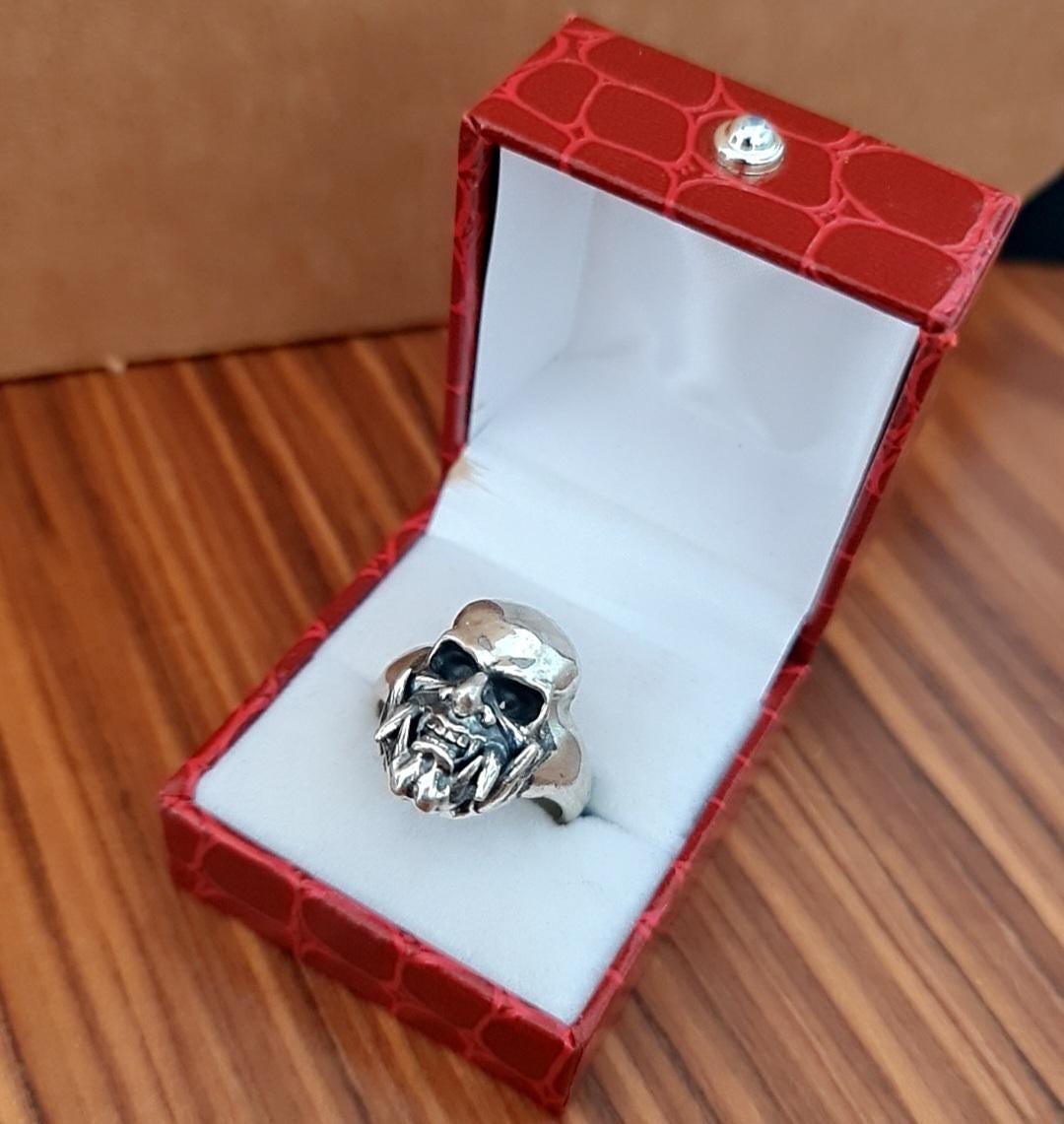 Samurai Japanese  Skull Ring   Sterling Silver Art, Ancient & Modern Japanese Style