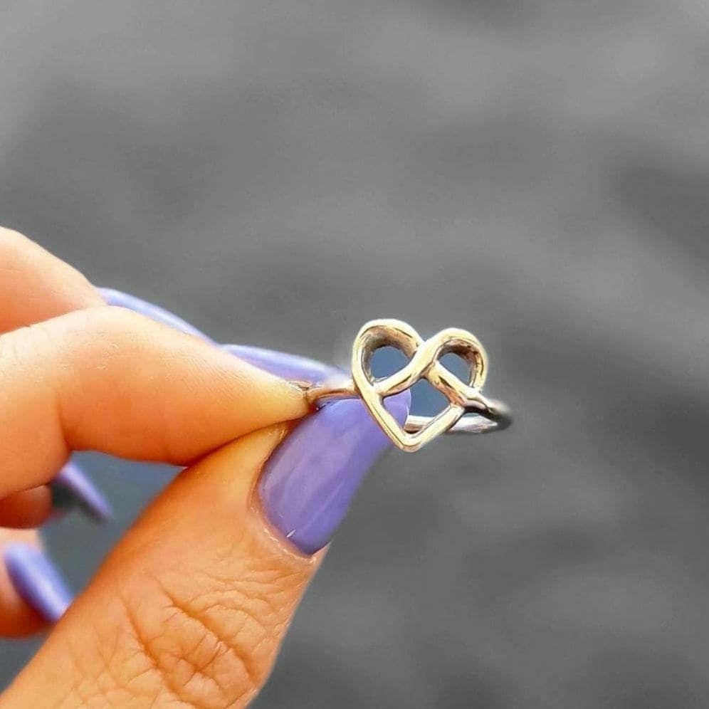 Handmade Sterling Silver Heart Knot Ring: Minimalist Love Jewelry
