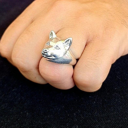 Handmade 925 Sterling Silver Shiba Inu Ring: Dog Lover Jewelry