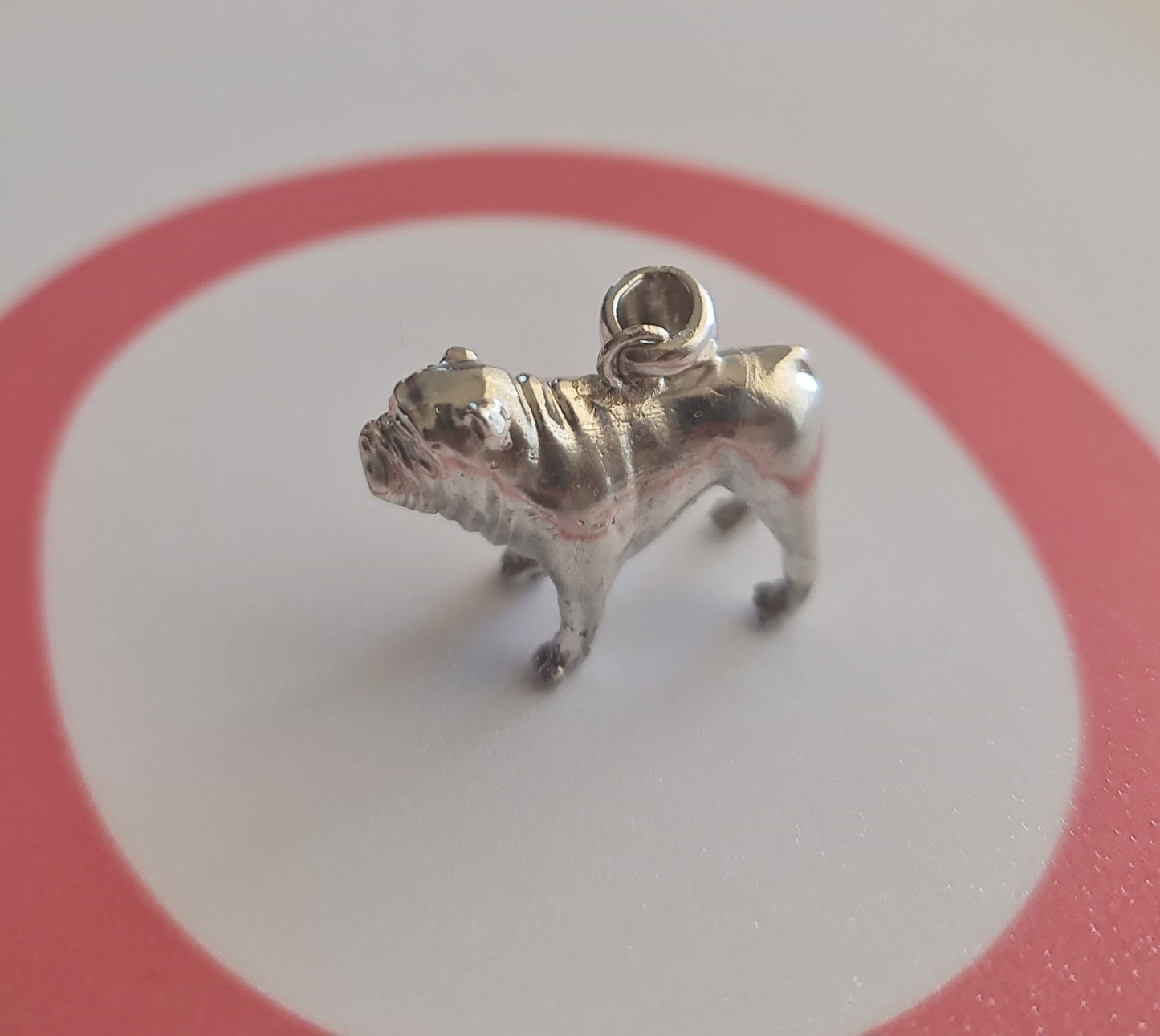 Handmade 925 Silver Bulldog Pendant: Detailed Dog Lover Gift