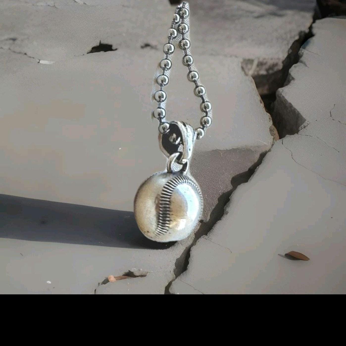 Handmade Sterling Silver Baseball Pendant Necklace: Sports Fan Gift