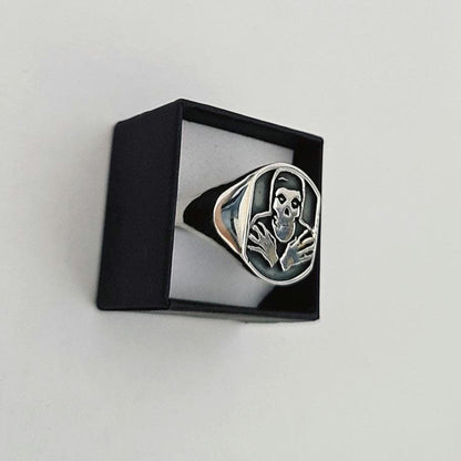 Handmade Sterling Silver Misfits Skull Ring: Punk Biker Jewelry