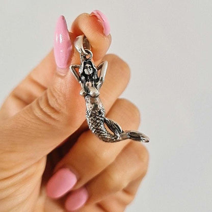 Sterling Silver Mermaid Pendant Necklace: Gothic Sea Lover Gift