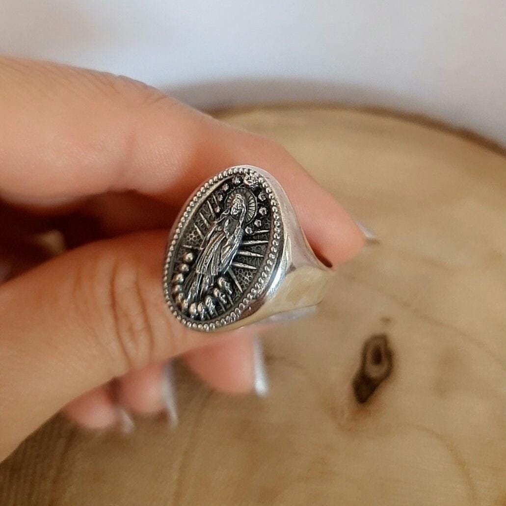 Handmade Sterling Silver Santa Muerte Ring: Gothic Mexican Jewelry