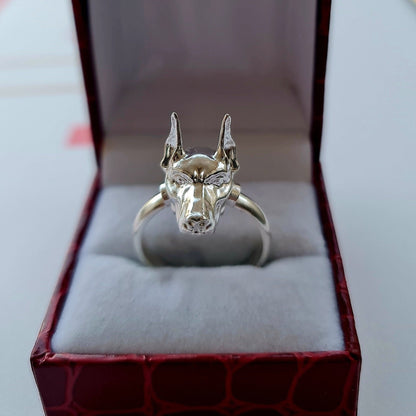 Handmade 925 Silver Doberman Pinscher Ring: Pet Lover Jewelry