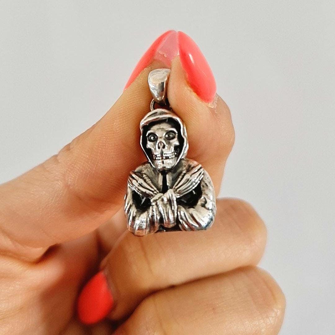 Punk horror Misfit music Pendant-Skull Unique design- Handmade 925 Silver