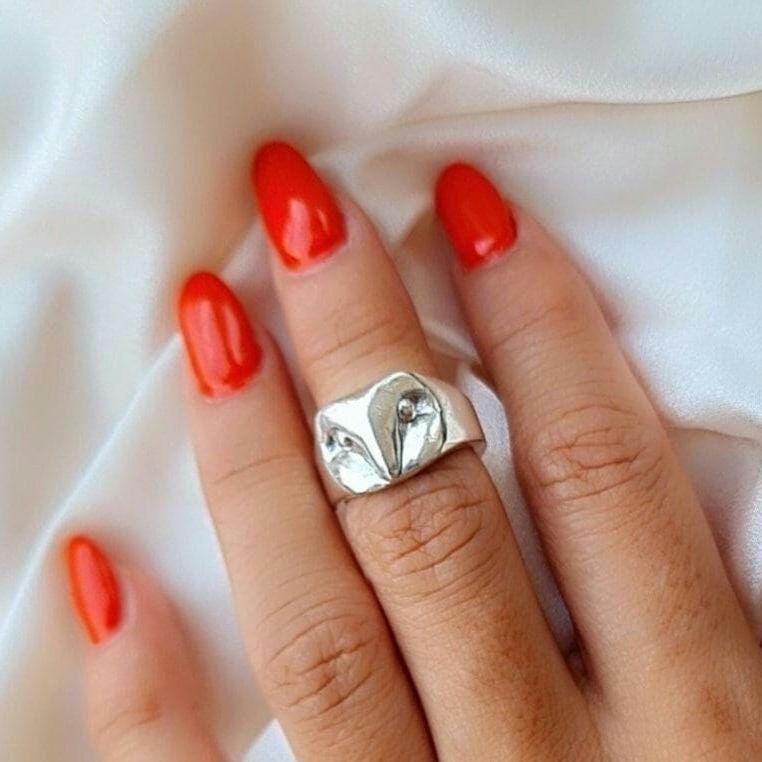 OWL RING - Handcrafted 925 Silver Stylized Animal Jewelry Minimalistic -  solid sturdy
