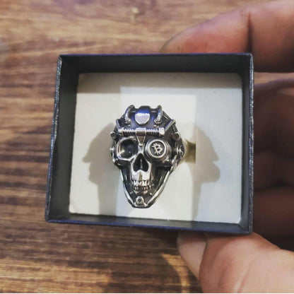 Handmade Sterling Silver Bitcoin Skull Ring: Gothic Crypto Jewelry