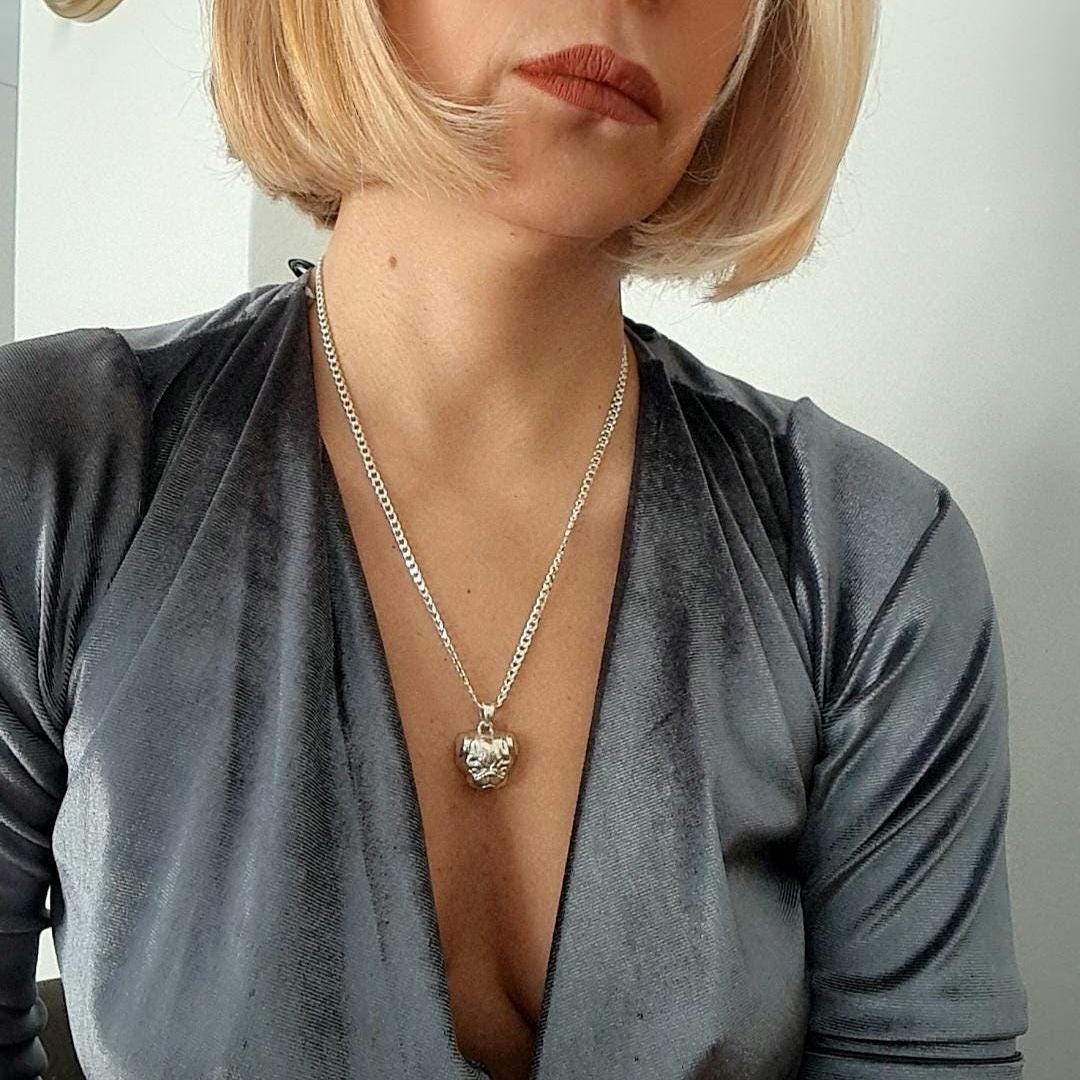 Handmade Sterling Silver Pug Pendant: Minimalist Dog Lover Gift