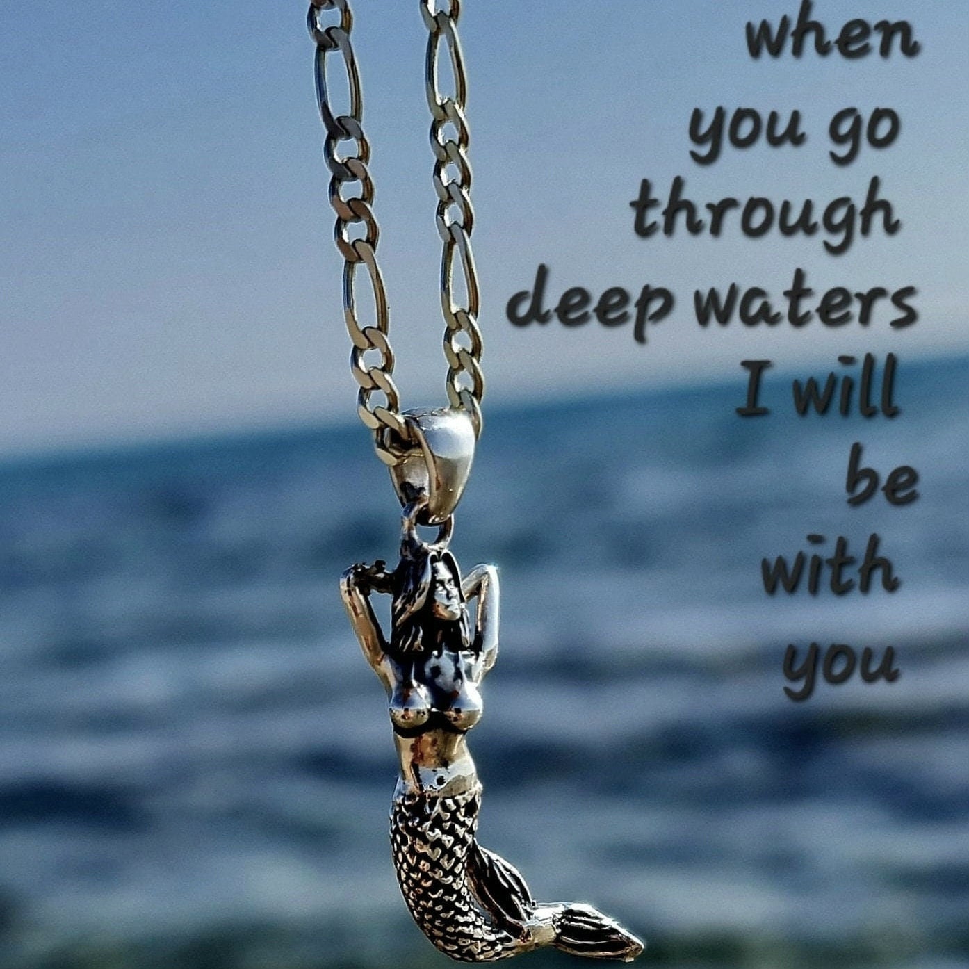 Sterling Silver Mermaid Pendant Necklace: Gothic Sea Lover Gift
