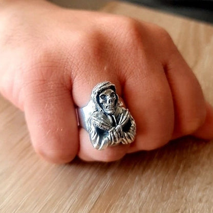 Handmade Punk Horror Skull Ring: 925 Sterling Silver Biker Ring