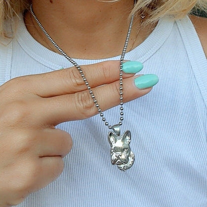 Handmade Sterling Silver French Bulldog Pendant: Minimalist Dog Necklace