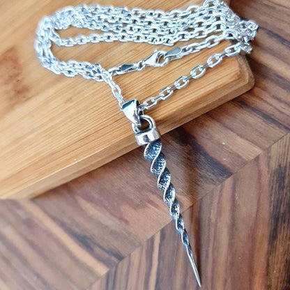 Sterling Silver Unicorn Horn Necklace: Handmade Mythology Charm