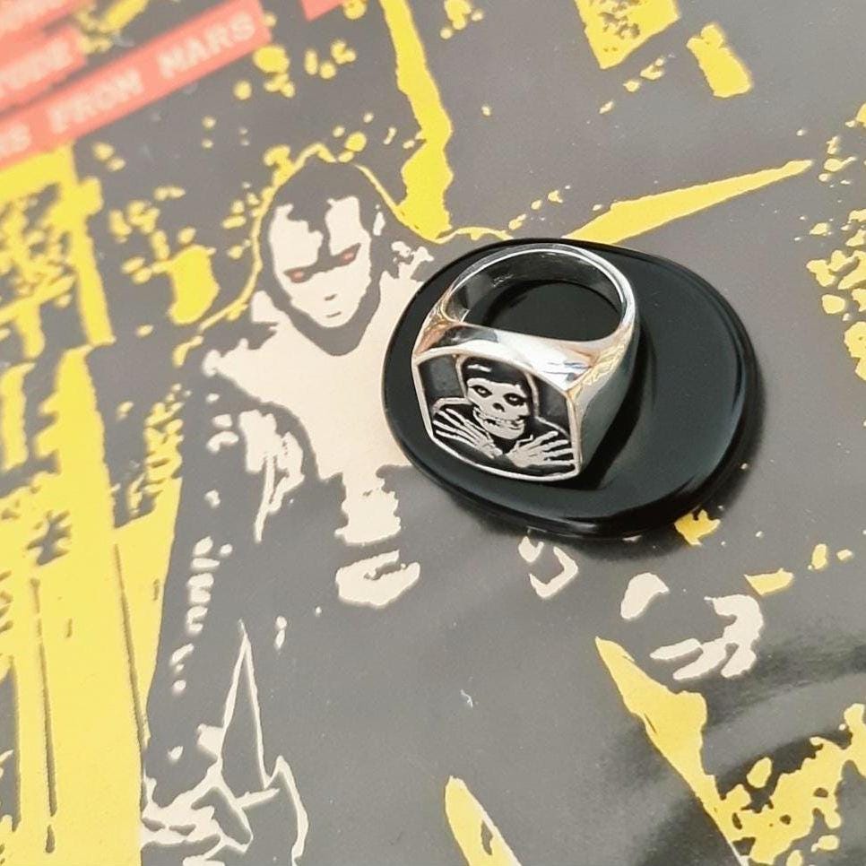 Handmade Sterling Silver Misfits Skull Ring: Punk Biker Jewelry