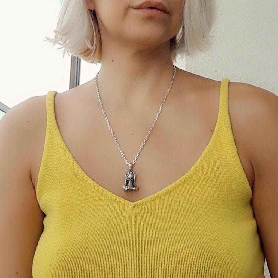 Handmade Gothic Santa Muerte 925 Silver Pendant