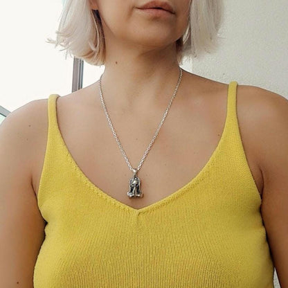 Handmade Gothic Santa Muerte 925 Silver Pendant