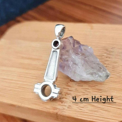Handmade Sterling Silver Piston Rod Pendant - Gothic Biker Charm