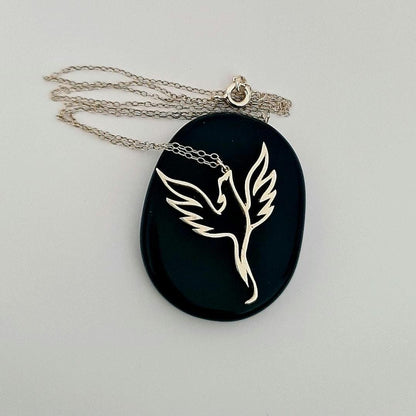 Sterling Silver Phoenix Necklace: Minimalist Rebirth Symbol, 45cm Chain