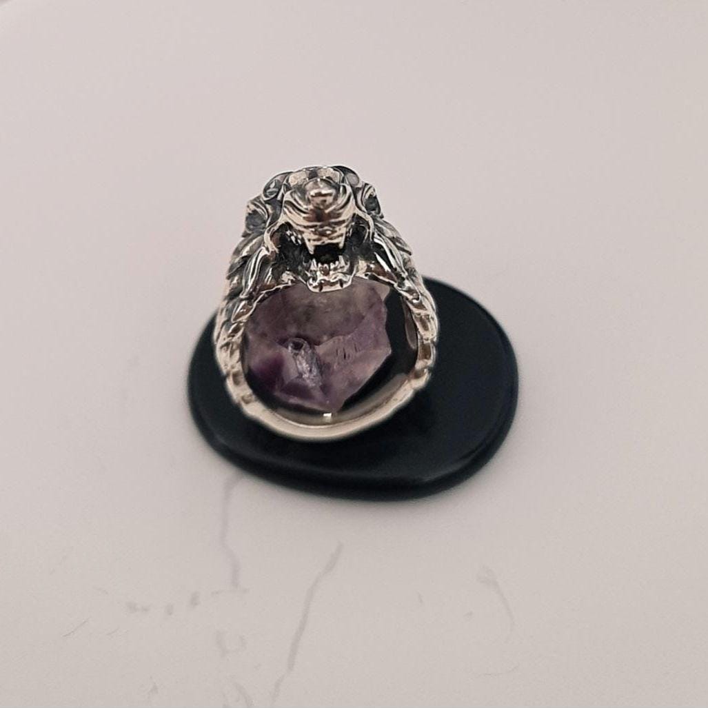 Sterling Silver Game of Thrones Direwolf Winter is Coming Ring: Handmade Viking Wolf Head Jewelry