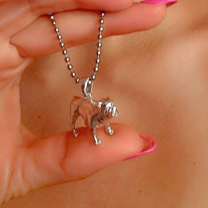 Handmade 925 Silver Bulldog Pendant: Detailed Dog Lover Gift