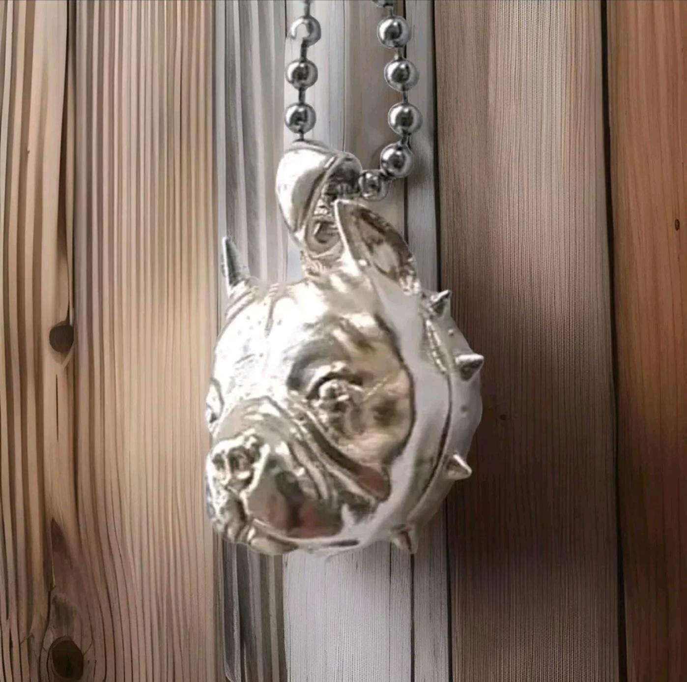 Handmade Sterling Silver American Pit Bull Pendant: Bold Dog Lover Gift
