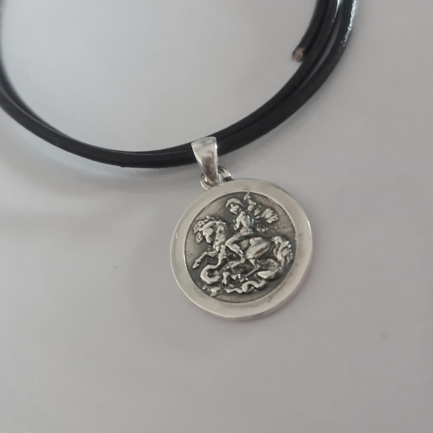 Glorious Saint George Jewelry Piece- Exquisite Design- Sterling Silver Pendant -Handmade