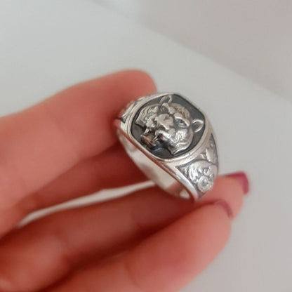 Handmade Tiger Ring: Sterling Silver Gothic Animal Jewelry