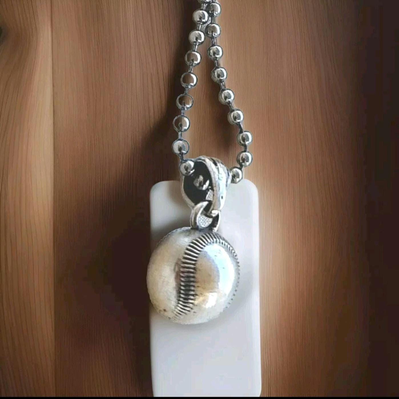 Handmade Sterling Silver Baseball Pendant Necklace: Sports Fan Gift