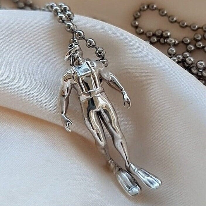 Handcrafted Sterling Silver Scuba Diver Pendant