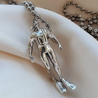 Handcrafted Sterling Silver Scuba Diver Pendant
