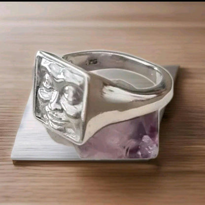 Handmade Sterling Silver Square Face Ring: Minimalist Design