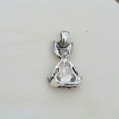 Handmade Sterling Silver Sphynx Cat Pendant: Zen Yoga Pose